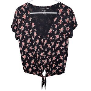 American Eagle Tie Front Floral Shirt